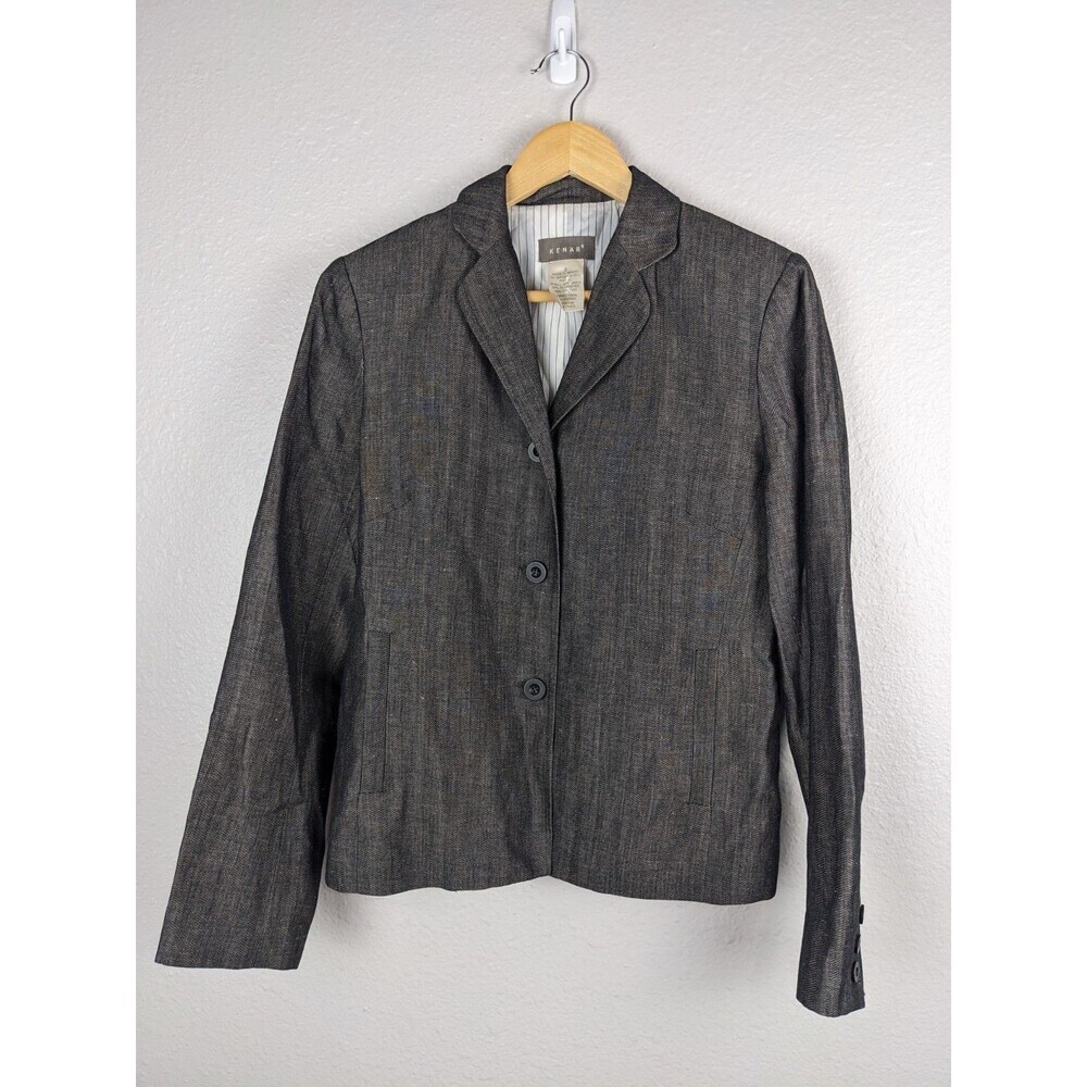 Kenar Linen Blend Blazer Jacket‎ Brown Size 2